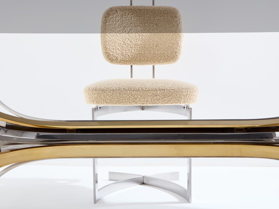 Image 1 of Tavolo da pranzo in acciaio lucidato e ottone Maria Pergay Gerbe 1970