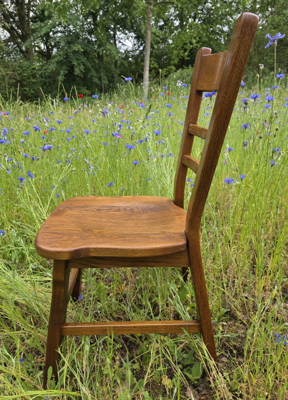 Image 1 of Massief eiken brutalist stoelen – set van 4