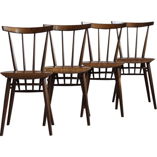 Set of 4 vintage beechwood chairs by Tatra Nabytok, 1960