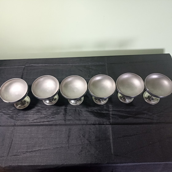Image 1 of Set di 6 coppe da gelato vintage Letang Remy – Design francese – Acciaio inossidabile 18/10