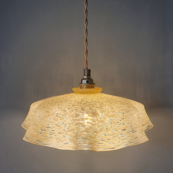 Vintage / Antieke Franse Glazen Hanglamp In Clichy Stijl. – Hanglampen, Metal (photo 9 of 15)