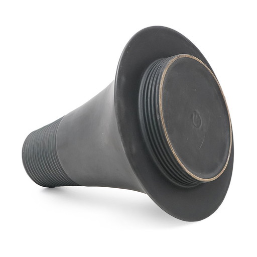 Vaso "Vulcani" in ceramica nera di Franco Bresciani per Gabbianelli, anni '70