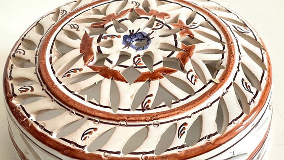 Image 1 of Kunsthandwerkliche Wandleuchte Terrakotta Zentrum Blau