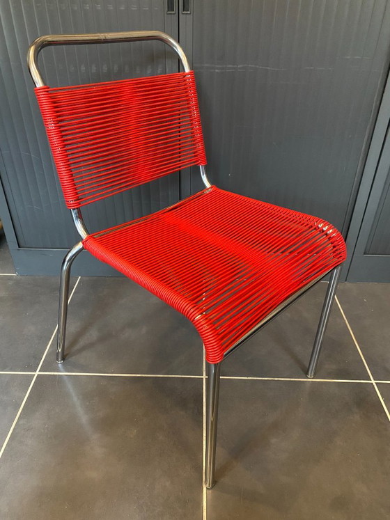 Vintage 1960 red chrome scoubidou or spaghetti chair – Dining chairs, Plastic (photo 7 of 20)