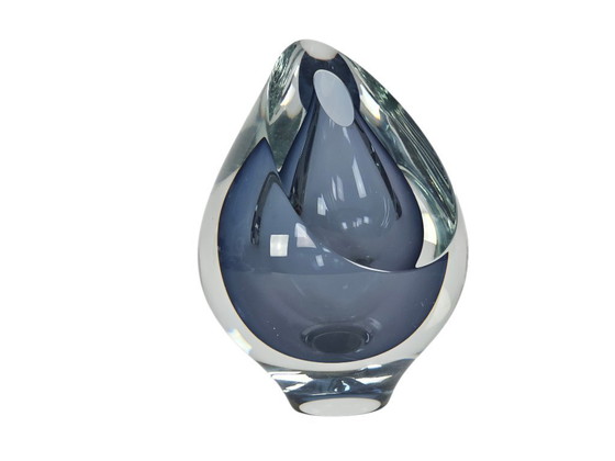 Image 1 of Robert Deeble - verre - Amérique - signé - verre transparent - bleu - années 1980