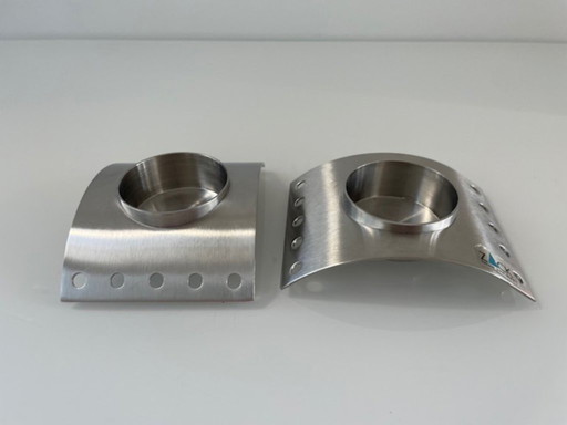 2x ZACK stainless steel tea light holders