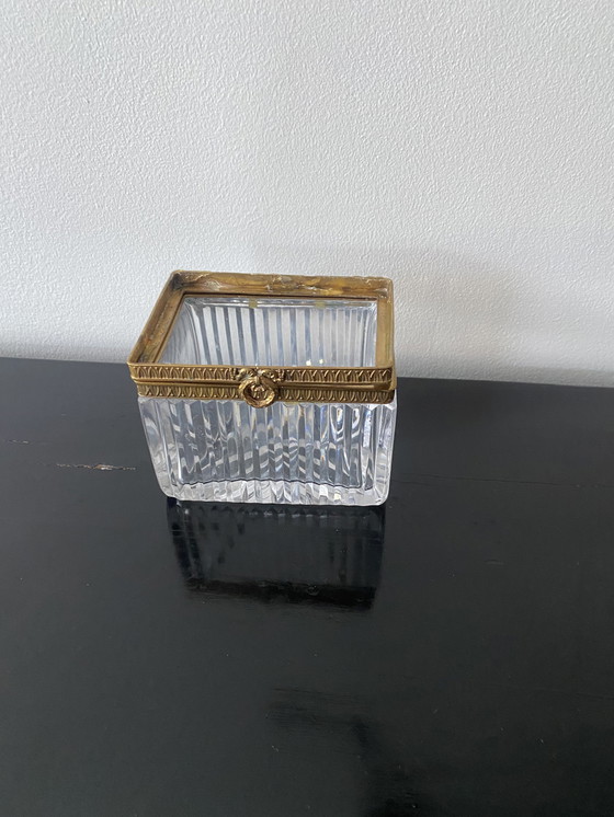 Image 1 of Jewelry box base in 19th century Baccarat cut crystal and Charles X bronze