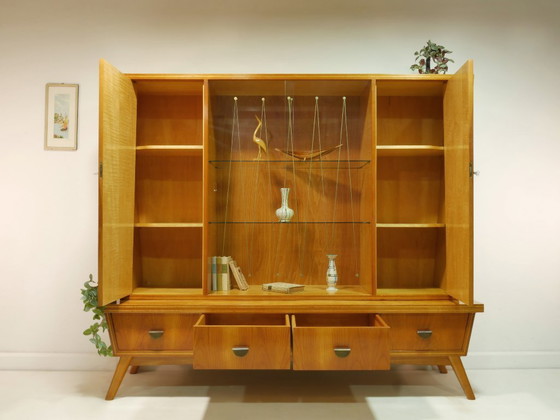 Mobile da soggiorno vintage, anni '60, vetrina di metà secolo, Germania – Credenze alte, Glass, Wood (photo 2 of 17)