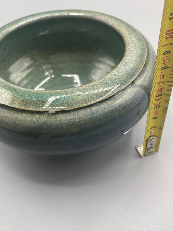 Celadon Green-Grey Glazed Stoneware Cachepot – Asian Inspired – Crockery (photo 5 of 5)