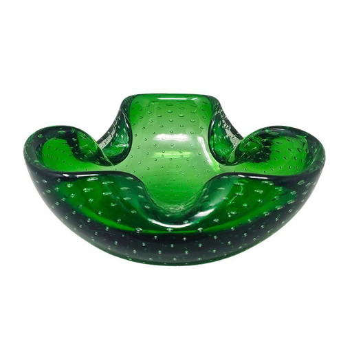 1960s Gorgeous Large Green Ashtray or Catchall by Flavio Poli for Seguso. Fabriqué en Italie