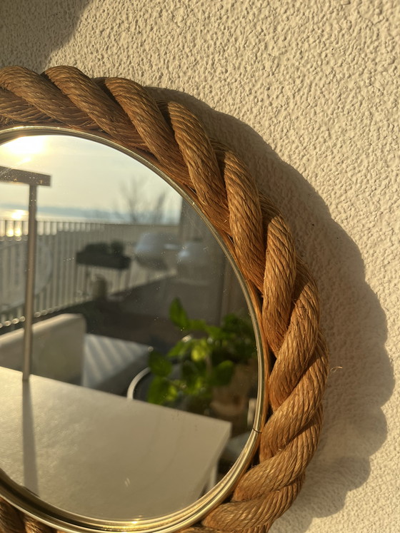 Image 1 of Vintage round rope mirror, Audoux-Minet style, 1960s
