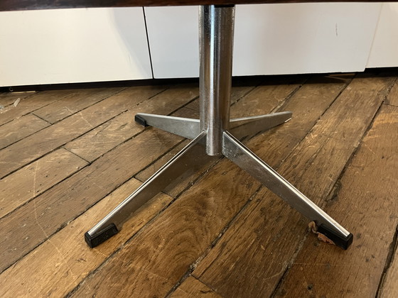 Image 1 of Vintage Rosewood Bedside Table - 70's - Chromed Metal Legs - Scandinavian Style - 1 Drawer - Minimalist Design