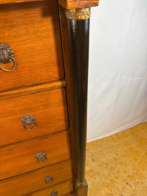 Image 1 of Antique Dutch Oak Empire Chiffonier Chest of Drawers ca1820  A striking and elegant antique Dutch Empire chiffonier chest of dra