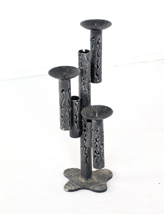 Image 1 of Large Brutalist Floor Candlestick