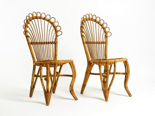 Due rare e bellissime sedie in bambù originali degli anni '60 provenienti dall'Italia