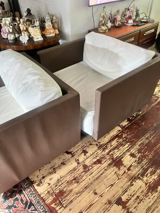 Image 1 of Fauteuil Felicerossi en cuir robuste marron/blanc