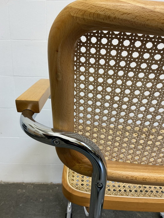 1 x Vintage Cesca stoel, Eetkamerstoelen, Chroom, Hout, Zilver (foto 12 van 15)
