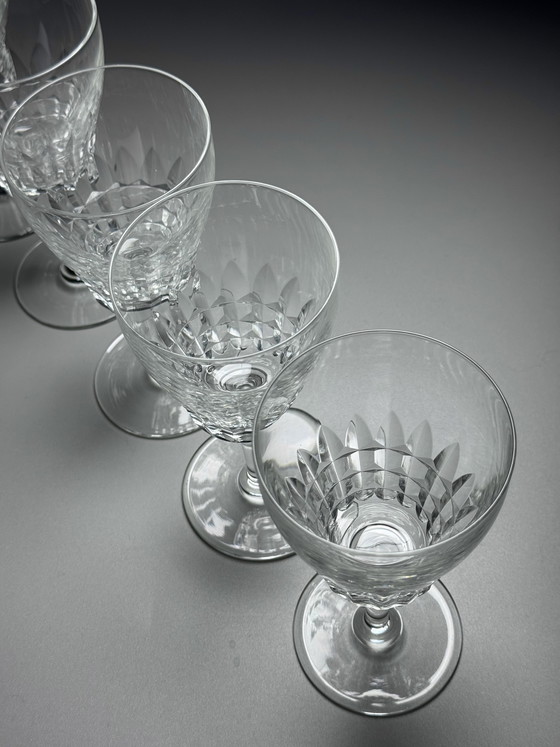 Image 1 of Val Saint Lambert – Sechsteiliges Set Kristall-Weingläser „Service Mery“ – Art Deco – 1940er Jahre
