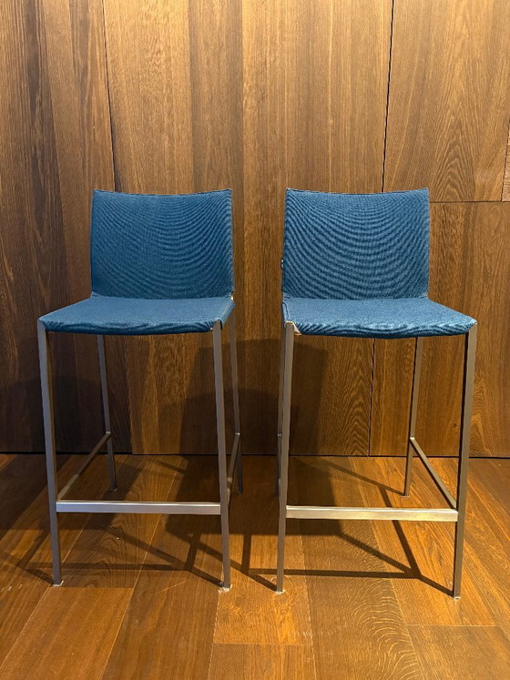 2x Zanotta Bar Stools – Barstools, Metal, Textile (photo 5 of 6)