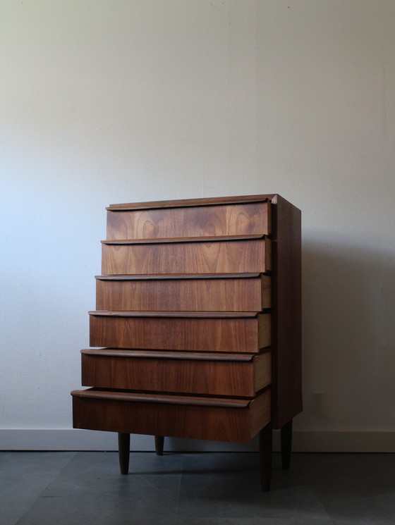 Image 1 of Vintage Deense ladekast in teak, smal!