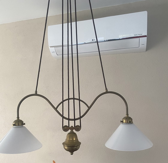 Image 1 of Handgemaakte koperen plafondhanglamp