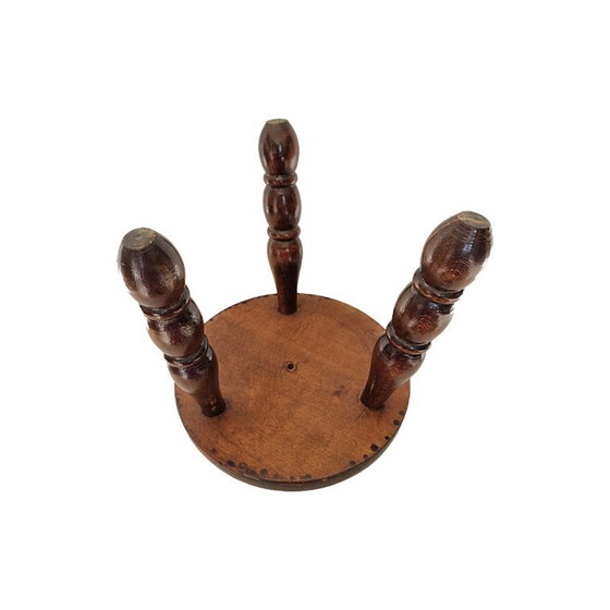 Image 1 of French beechwood tripod stool, 1970s