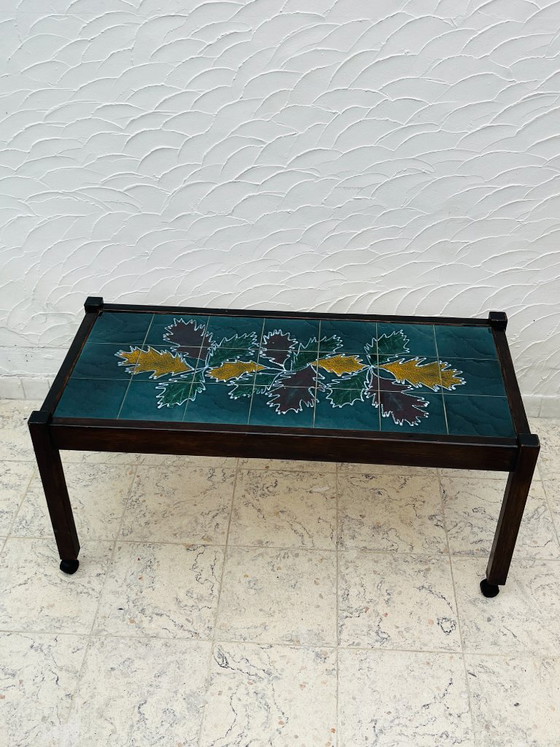 Vintage Ceramic and Solid Wood Coffee Table (photo 2 of 10)
