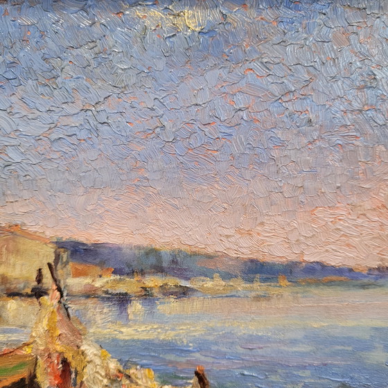 Image 1 of Huile sur panneau « Marina », École française, XIXe/XXe siècle – France