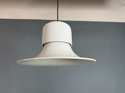 Weiße Hängelampe „Campana“ von Joe Colombo für Stilnovo, Italien, 1970er Jahre