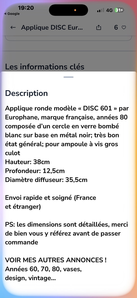 Image 1 of Coppia di applique Europhane