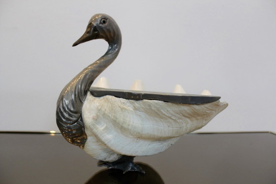 Cisne de concha gigante italiano de Gabriella Binazzi, Esculturas, Plateado (foto 9 de 9)