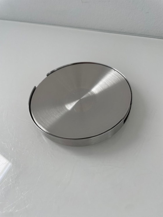 Image 1 of Tavola Swiss design coasters stainless steel set of 6