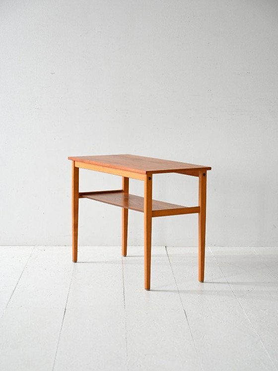 Image 1 of Tavolino da caffè vintage scandinavo anni '50 in faggio e teak