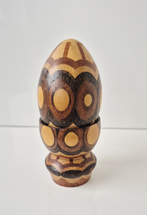 Image 1 of Grande uovo di legno antico, come Therese Trethan, Wiener Werkstätte, Koloman Moser