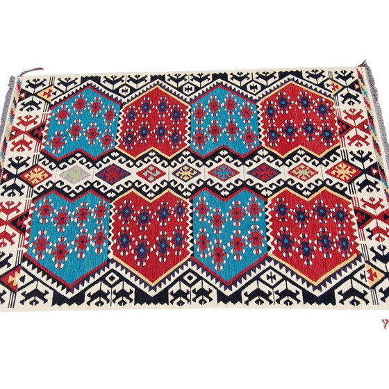 Afghaans Kilim Vloerkleed | Handgesponnen Natuurlijke Wol | Handgeweven Platgeweven Vintage | Handgemaakt (photo 6 of 11)