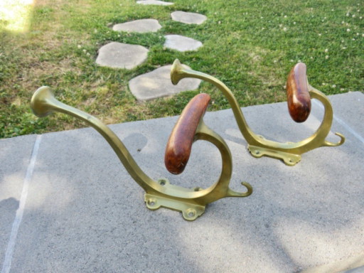 Paar große Doppelgarderobenhaken, Jugendstil, Frankreich, 1930