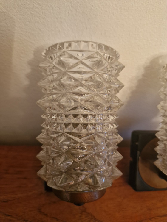 Image 1 of 2 lampade da parete vintage in vetro e ottone