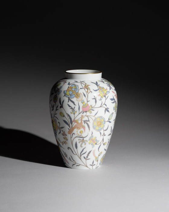 Image 1 of Rosenthal Classic Rose Vase & Matching Decorated Plate Multicolour Flora & Gold 