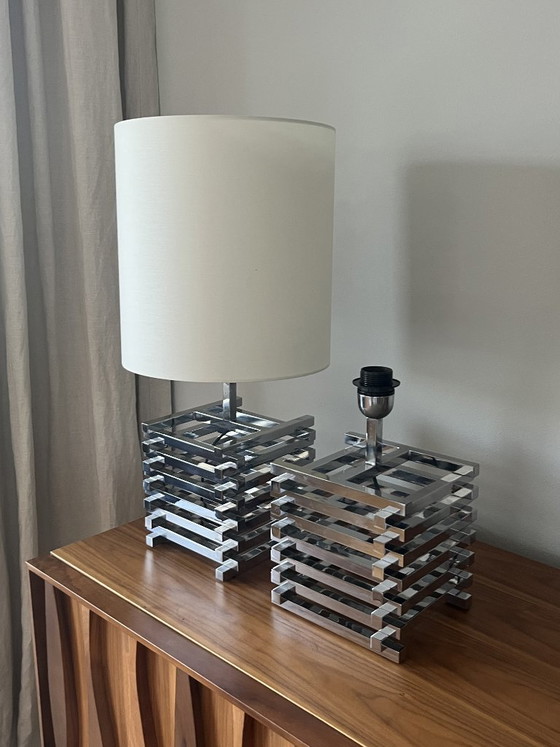 PAIR of TABLE LAMPS, Romeo Rega, Italy, 1970s. – Metal (photo 5 of 5)