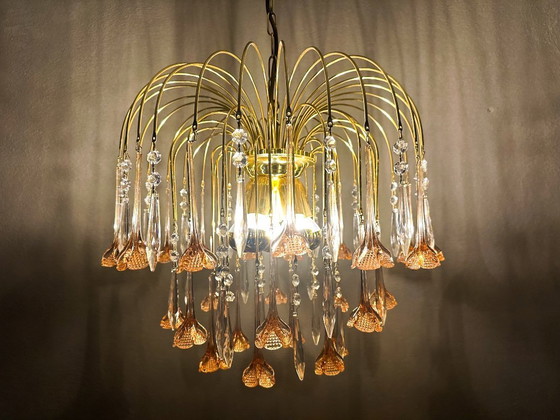 Image 1 of Vintage pink flower chandelier