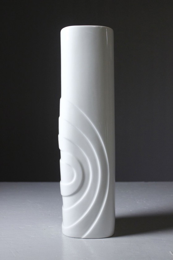 Large vintage porcelain vase Space Age Op Art design Germany 1970s (photo 3 of 7)