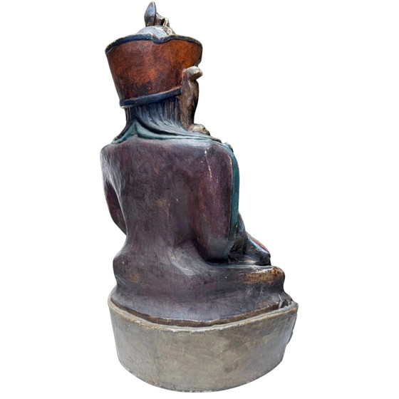 Rara Karma Pakshi (2º Karmapa) del siglo XVII – Escultura de madera policromada calidad museo – 44 cm – (photo 5 of 10)