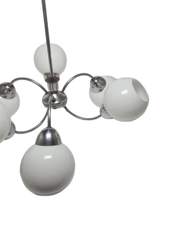 Art Deco Style Chandelier, Poland, 1960s – Glass, Metal (photo 5 of 12)