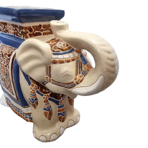 Image 1 of Vintage ceramic elephant statue plant table from the 1970s