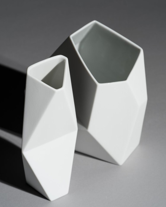 Image 1 of Rosenthal Bisque Porcelain Vase DUO by Achim Haigis Sculptural & Geometrical