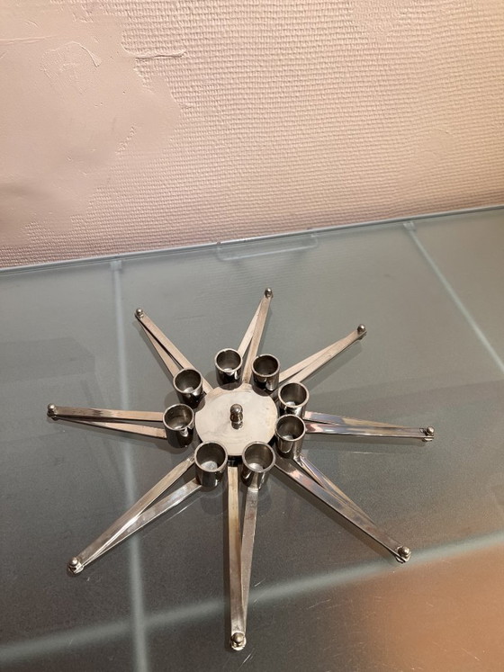 Portacandele in acciaio cromato a forma di stella, anni '70 – Metallo, Cromo (photo 2 of 10)