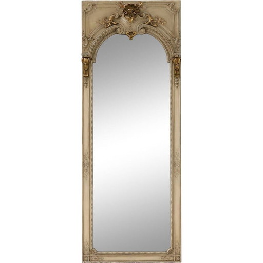 Miroir vintage sur pied avec cadre en bois doré, 1950