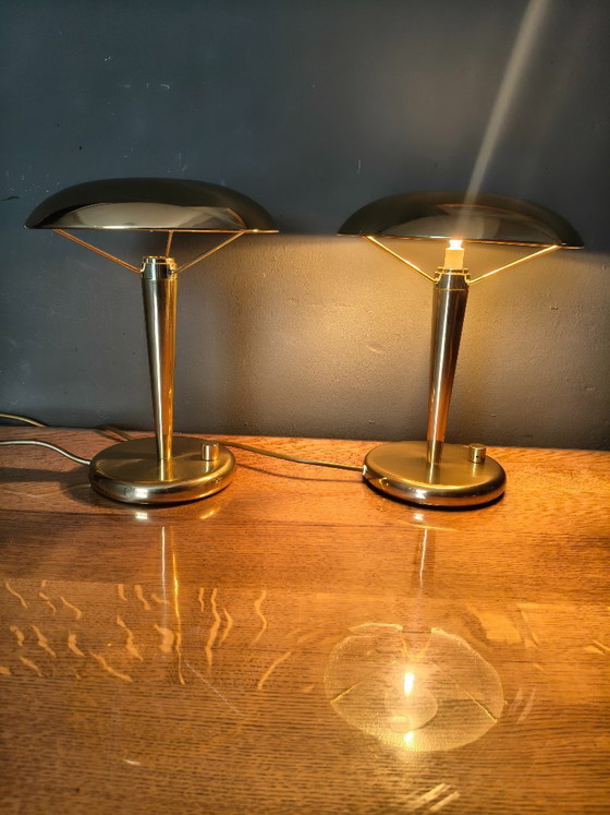 Image 1 of Pair of Postmodern Table Lamps | Holtkötter Germany  Vintage Mid-Century Modern | Designer Bedside Lamps