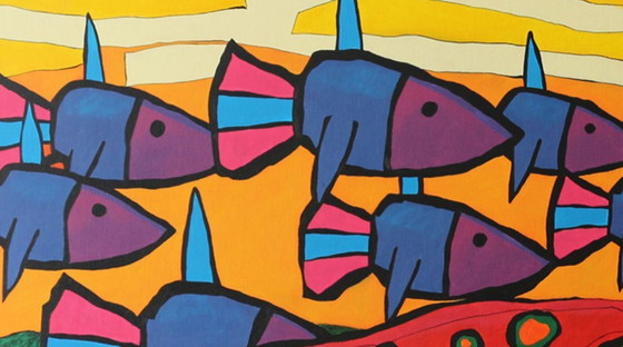 Image 1 of Paul Megens large painting 'The Phnom Penh bridge eater'