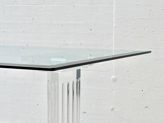 Image 1 of Glass table with acrylic glass column legs by FABIANART from Rome, Italy, 1980s
